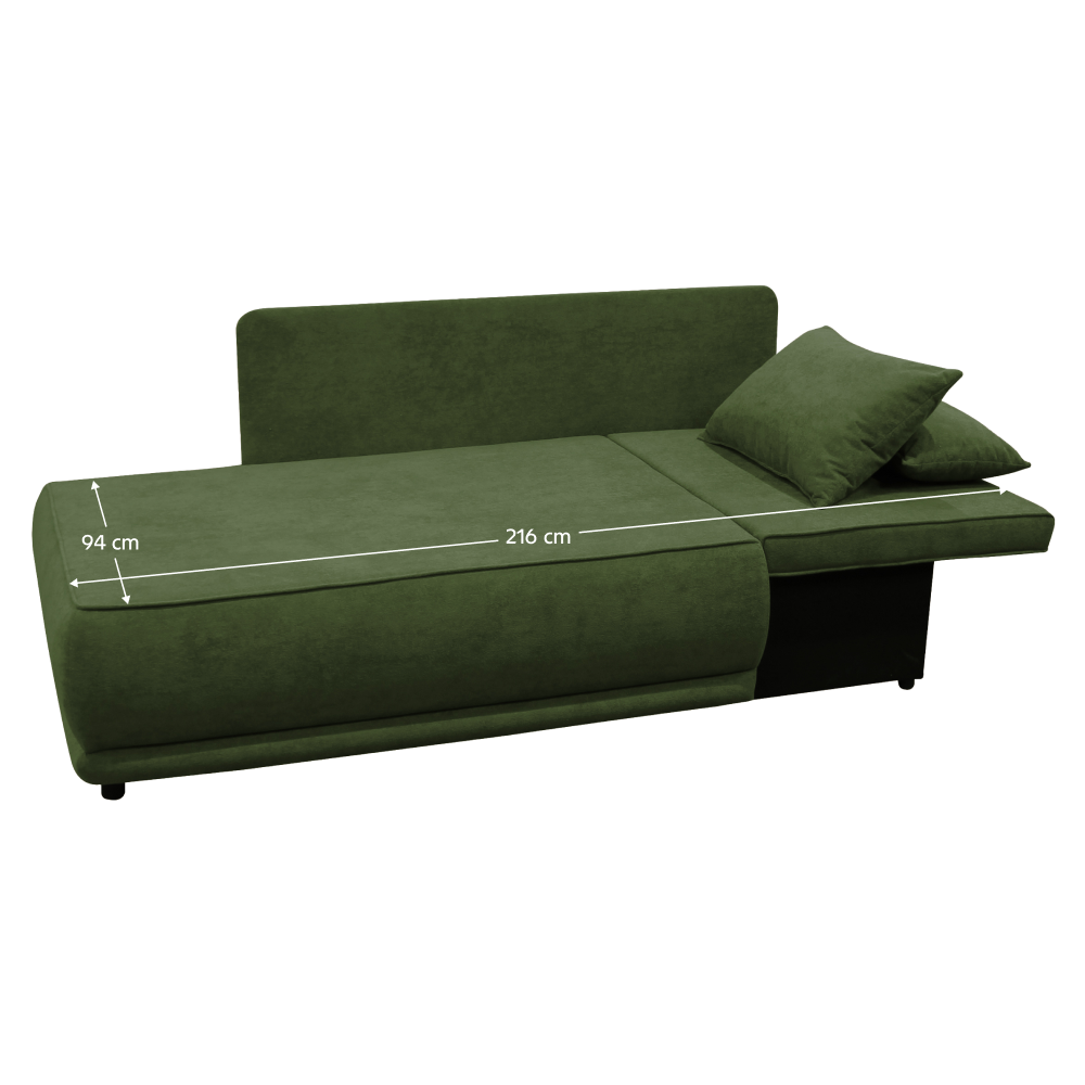 Rozkládací pohovka, zelená, pravá, LIAMI