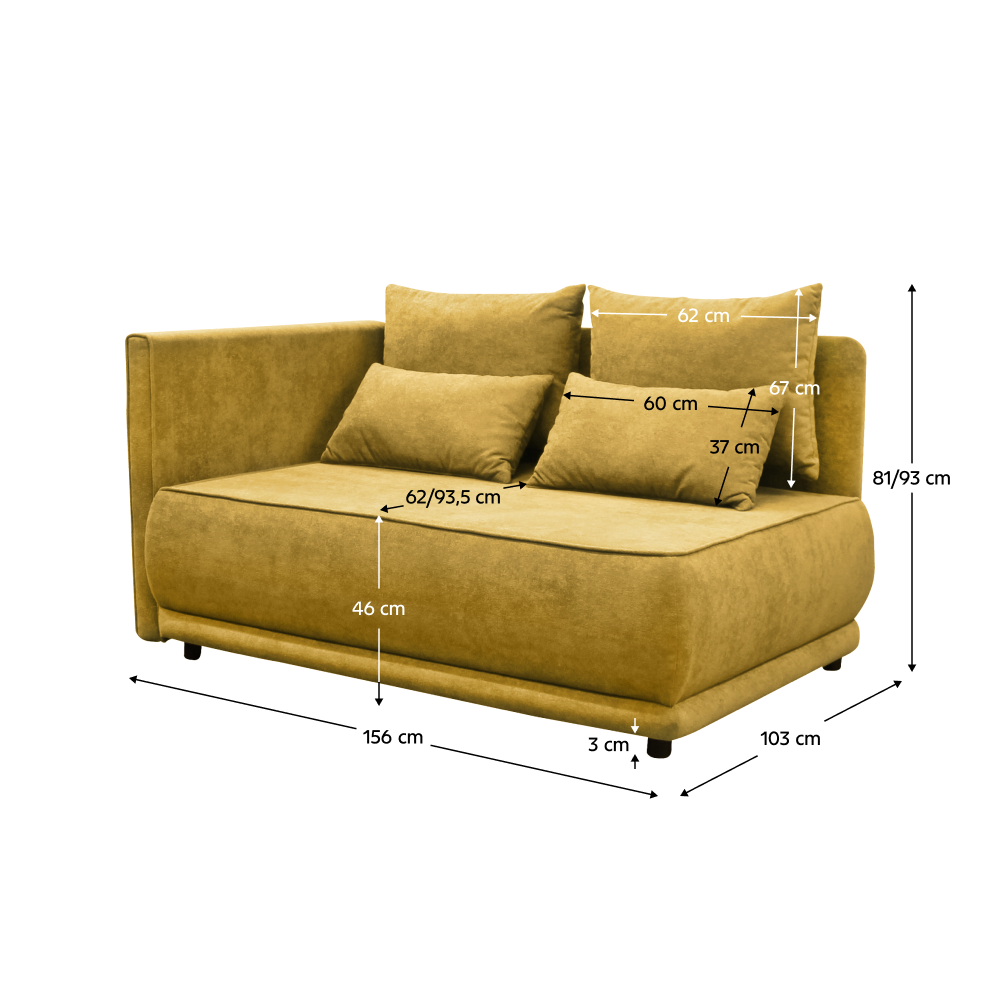 Rozkládací pohovka, hořčicová, levá, LIAMI