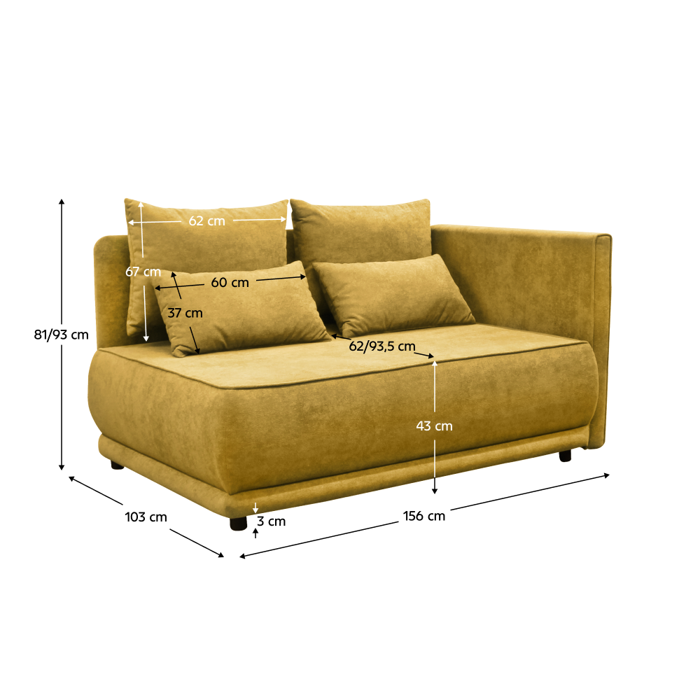 Rozkládací pohovka, hořčicová, pravá, LIAMI