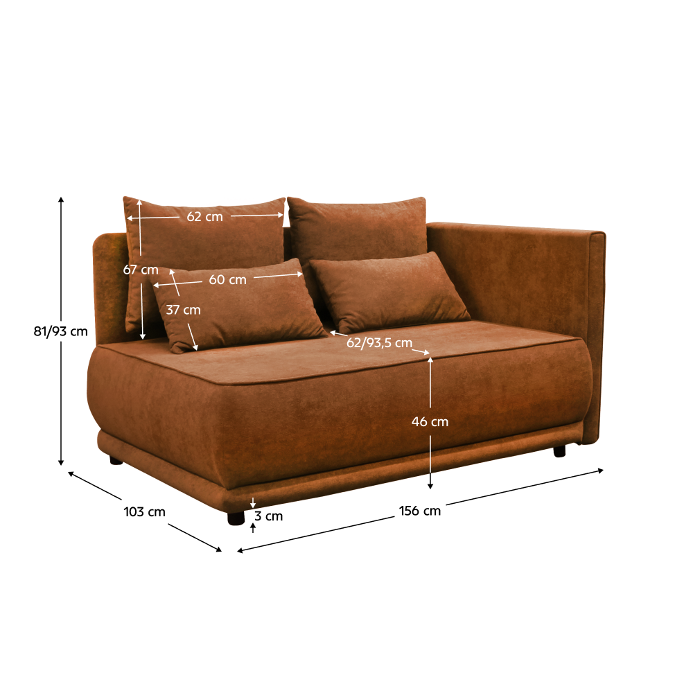 Rozkládací pohovka, terakota, pravá, LIAMI