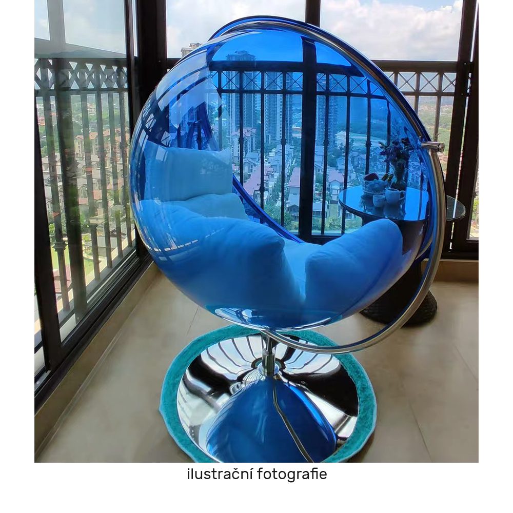 Závesné kreslo so stojanom, transparentná/strieborná/sivá, BUBBLE NEW TYP 2