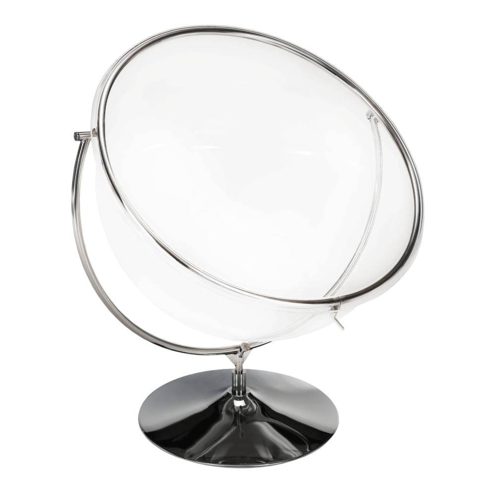 Závesné kreslo so stojanom, transparentná/strieborná/sivá, BUBBLE NEW TYP 2