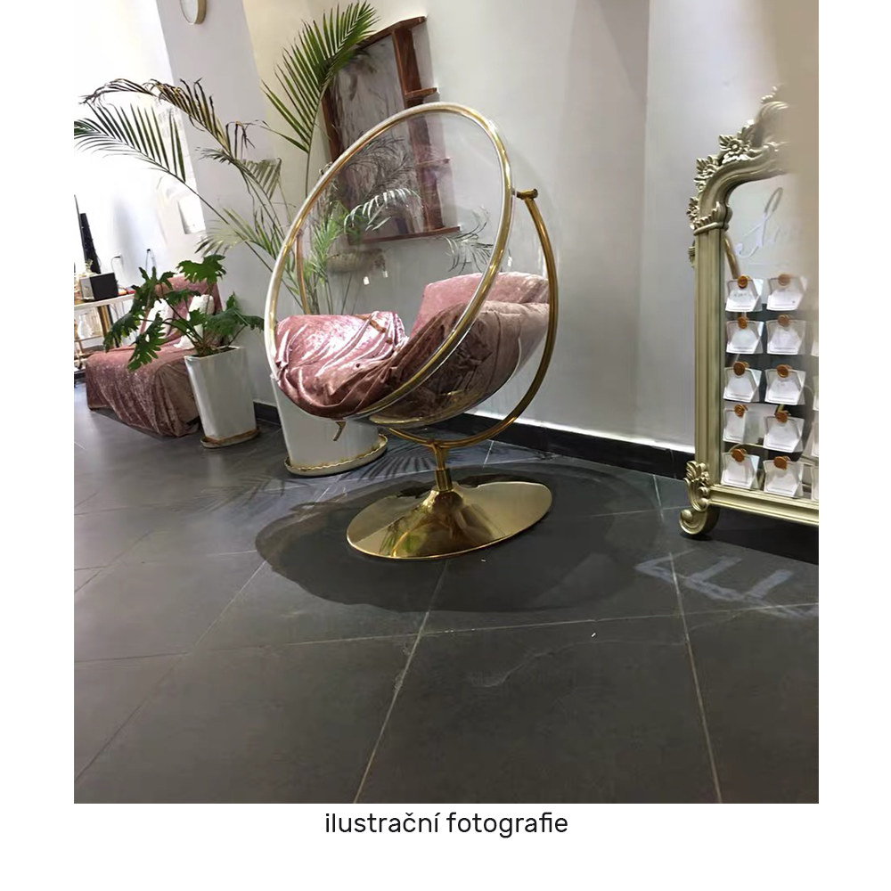 Závesné kreslo so stojanom, transparentná/strieborná/sivá, BUBBLE NEW TYP 2