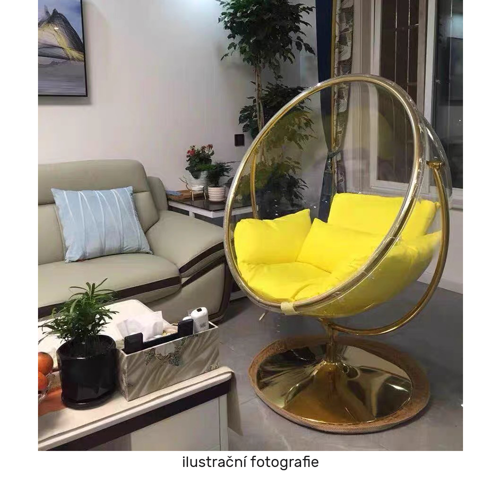 Závesné kreslo so stojanom, transparentná/strieborná/sivá, BUBBLE NEW TYP 2