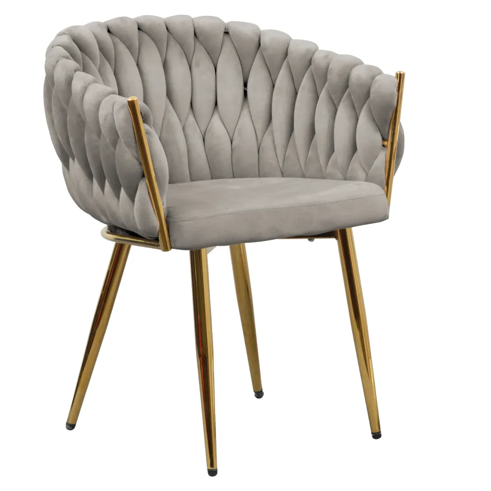 Jídelní křeslo, šedohnědá Taupe Velvet látka/gold chrom zlatý, DEILA