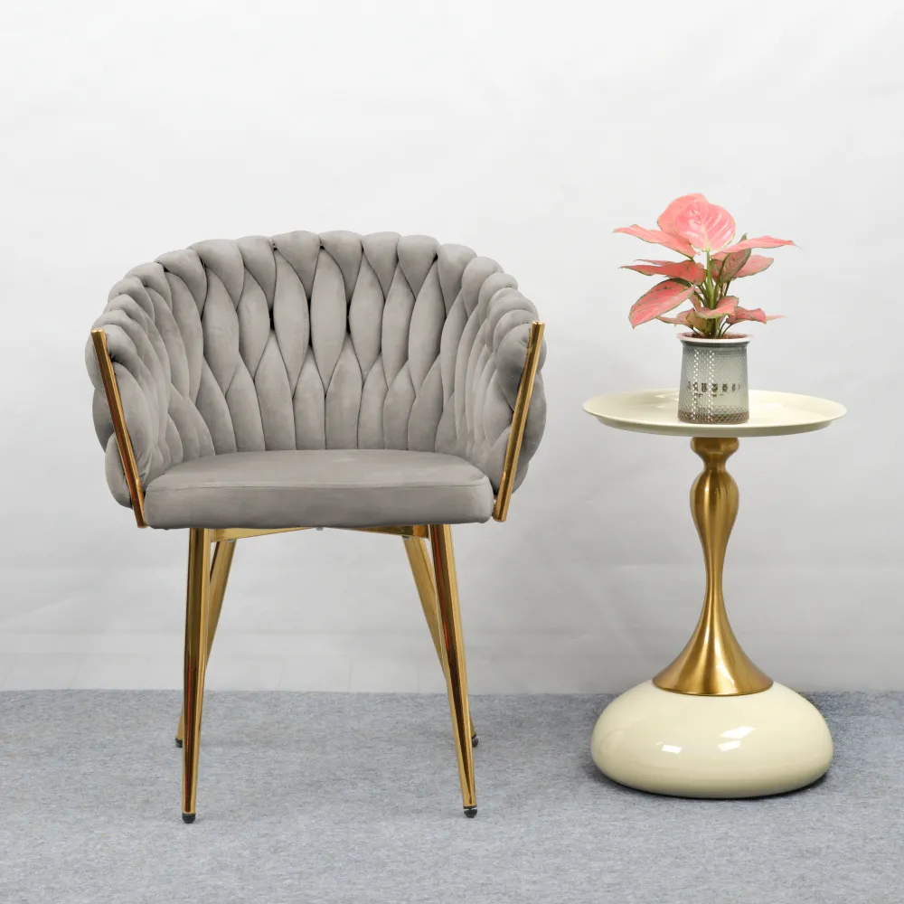 Jídelní křeslo, šedohnědá Taupe Velvet látka/gold chrom zlatý, DEILA