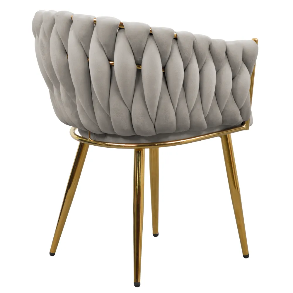 Jídelní křeslo, šedohnědá Taupe Velvet látka/gold chrom zlatý, DEILA