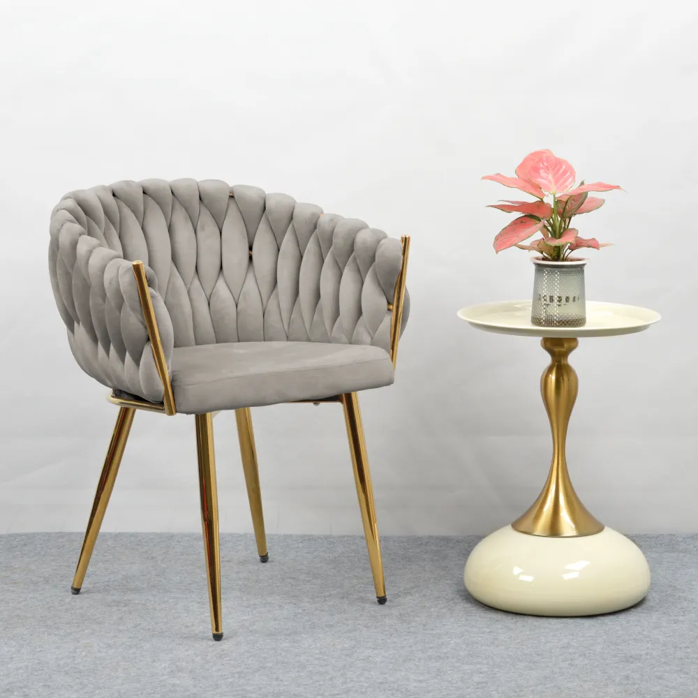 Jídelní křeslo, šedohnědá Taupe Velvet látka/gold chrom zlatý, DEILA