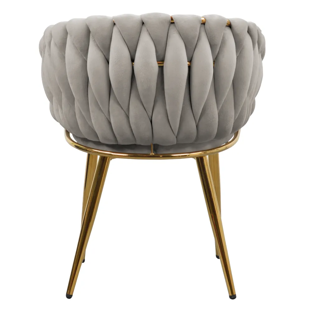 Jídelní křeslo, šedohnědá Taupe Velvet látka/gold chrom zlatý, DEILA