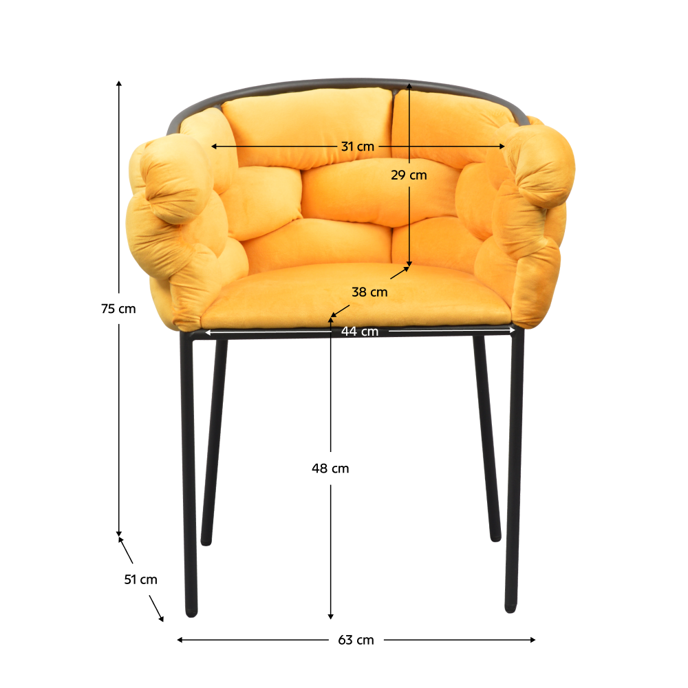 Jídelní křeslo, žlutá Velvet látka/černá, DOROTA