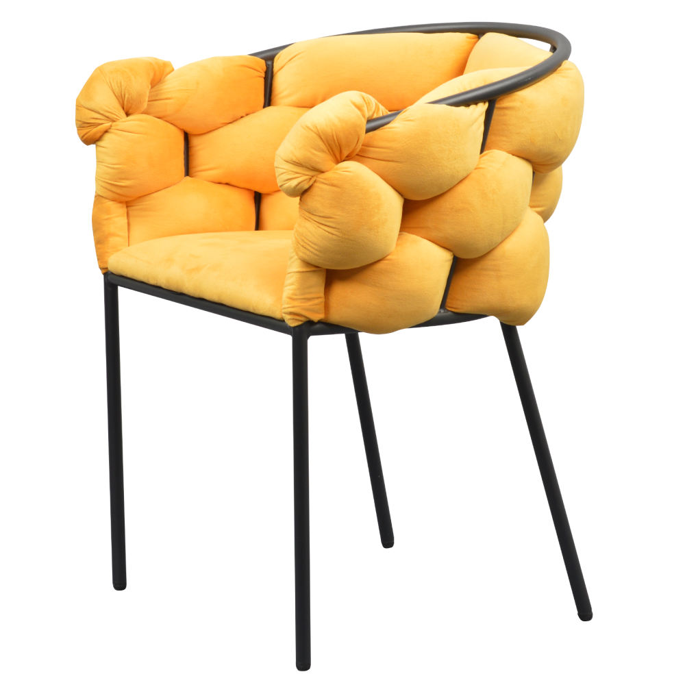 Jídelní křeslo, žlutá Velvet látka/černá, DOROTA