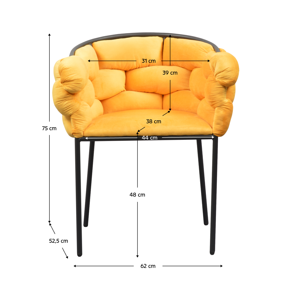 Jídelní křeslo, žlutá Velvet látka/černá, DOROTA