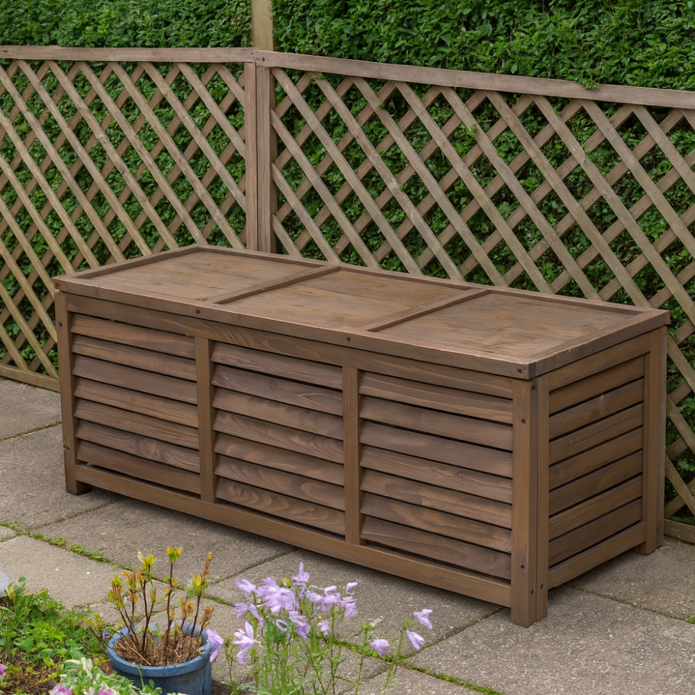 Zahradní úložný box, hnědá, LADAM
