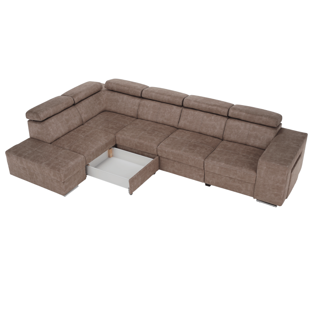 Sedací souprava, béžová, levá, MALAGA BIG