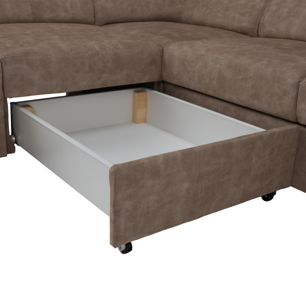 Sedací souprava, béžová, levá, MALAGA BIG