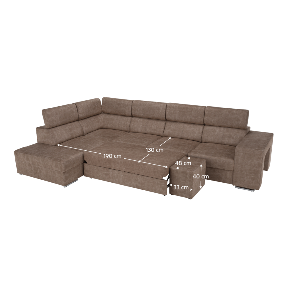 Sedací souprava, béžová, levá, MALAGA BIG