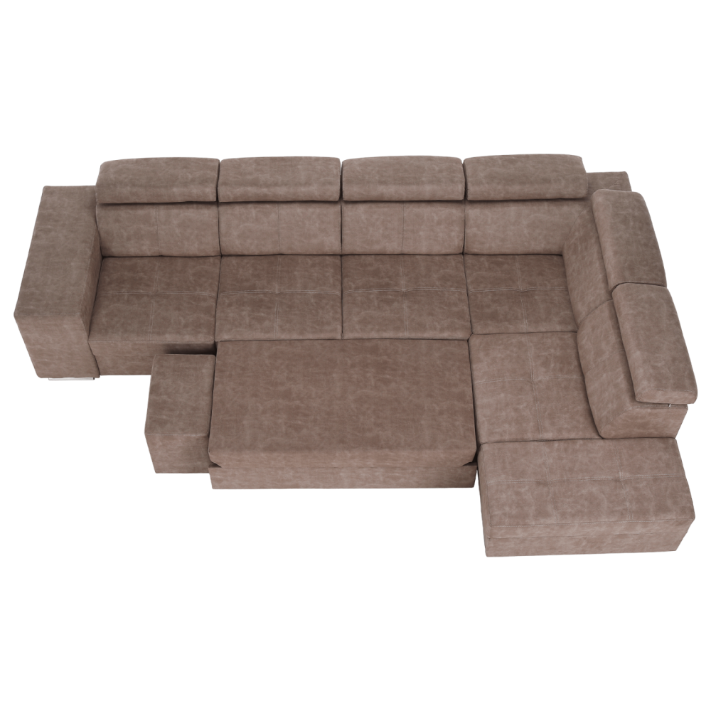 Sedací souprava, béžová, pravá, MALAGA BIG