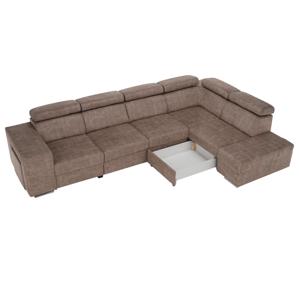 Sedací souprava, béžová, pravá, MALAGA BIG