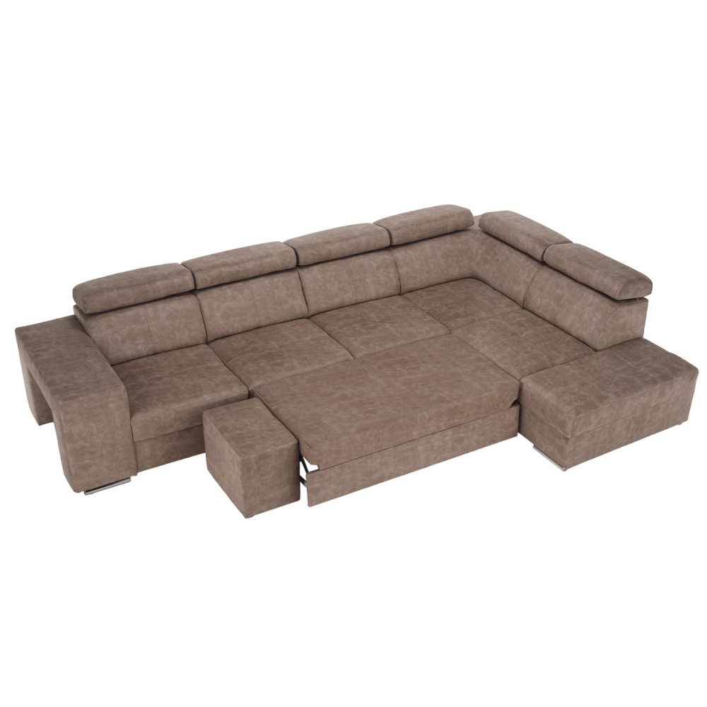 Sedací souprava, béžová, pravá, MALAGA BIG