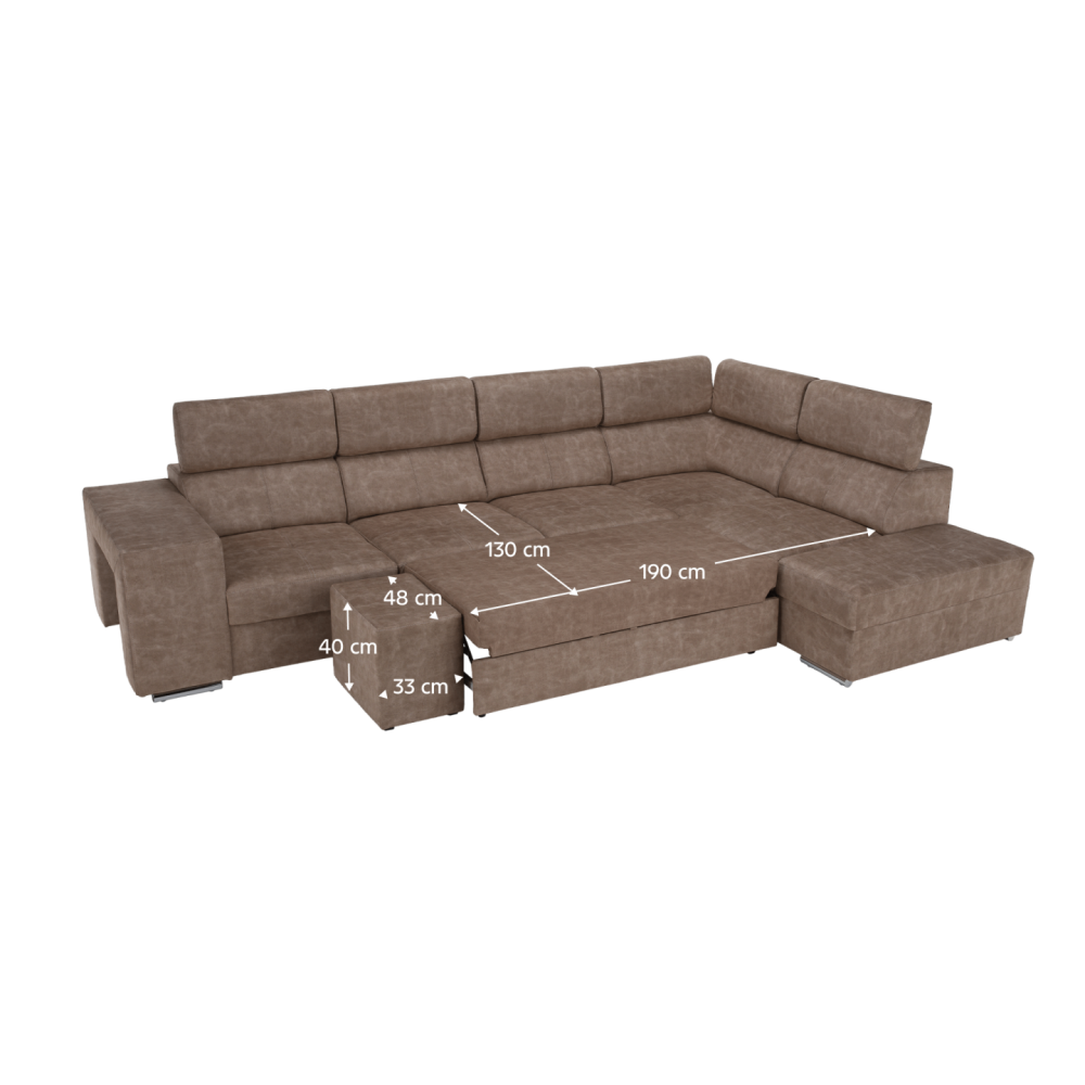 Sedací souprava, béžová, pravá, MALAGA BIG