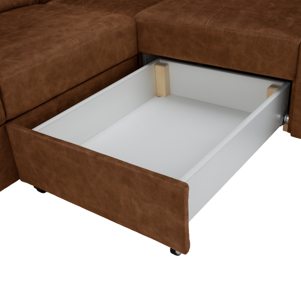 Sedací souprava, hnědá, pravá, MALAGA