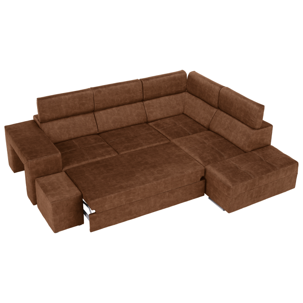 Sedací souprava, hnědá, pravá, MALAGA