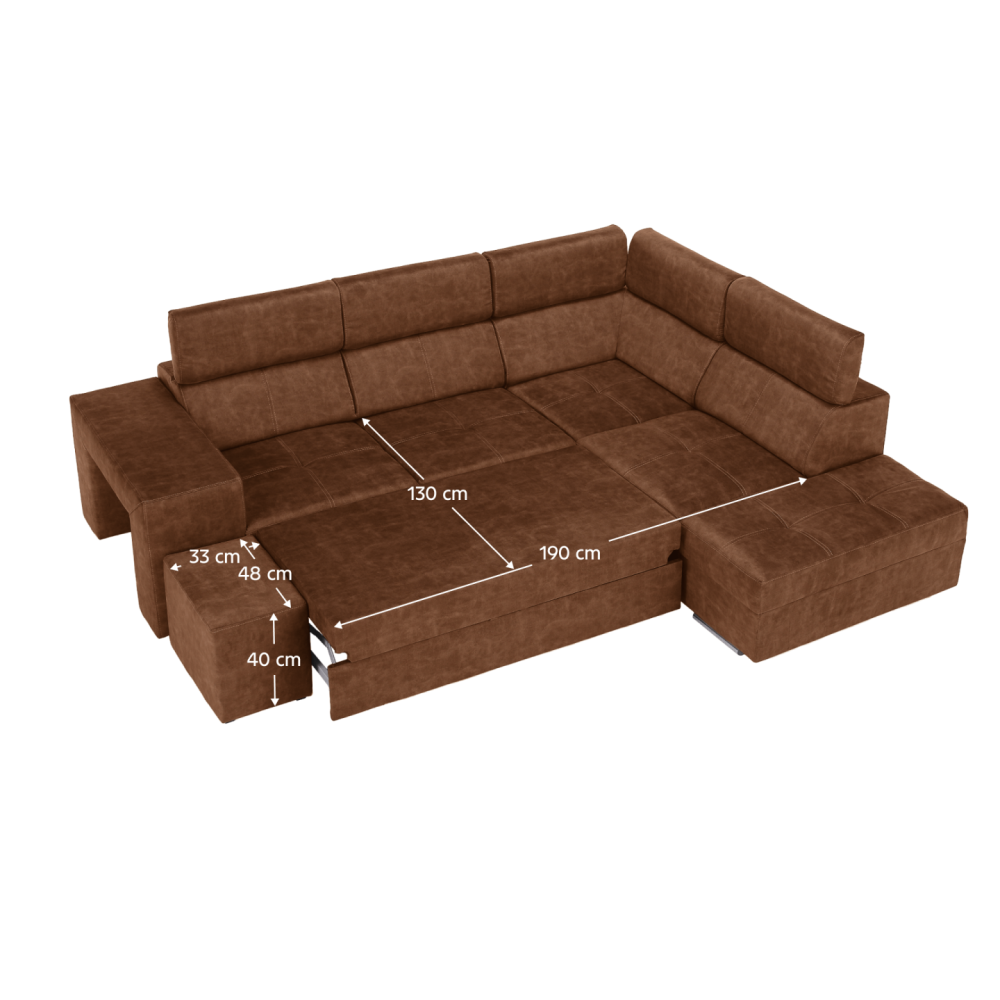 Sedací souprava, hnědá, pravá, MALAGA