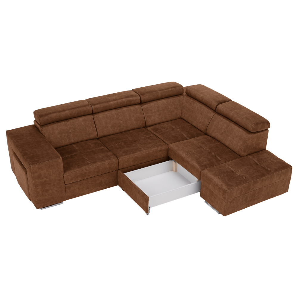 Sedací souprava, hnědá, pravá, MALAGA