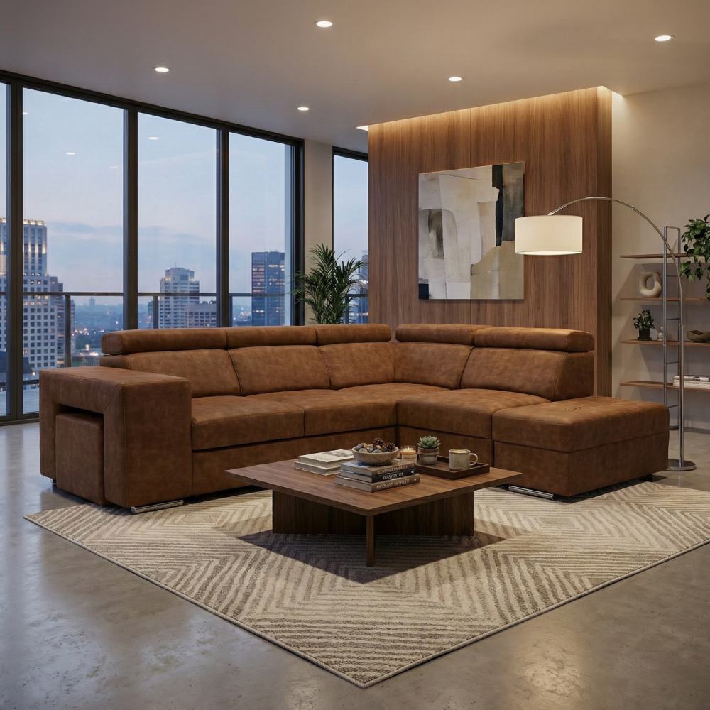 Sedací souprava, hnědá, pravá, MALAGA