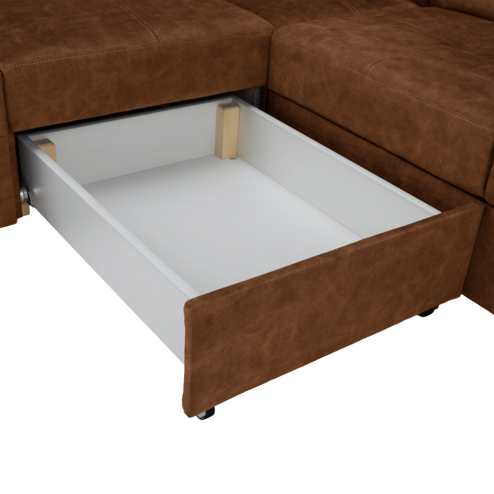 Sedací souprava, hnědá, levá, MALAGA