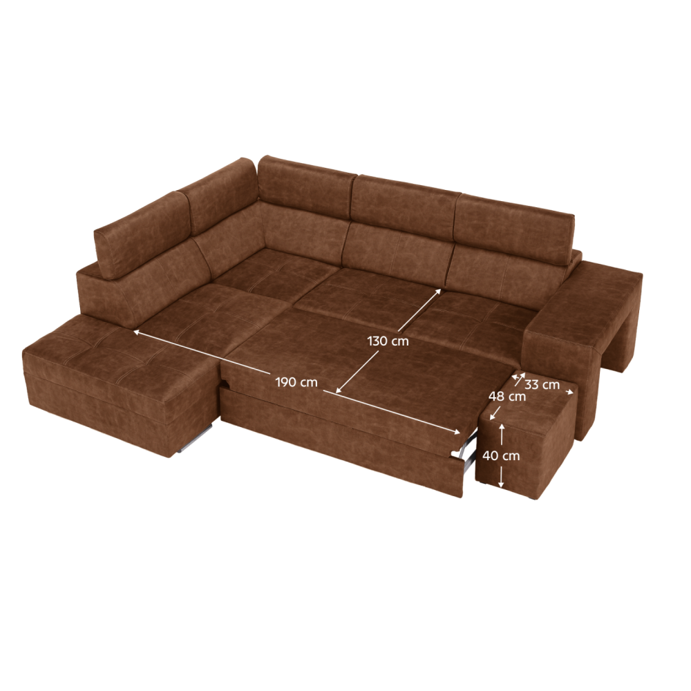 Sedací souprava, hnědá, levá, MALAGA