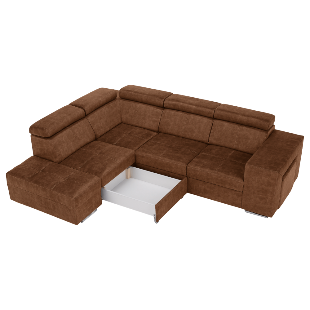 Sedací souprava, hnědá, levá, MALAGA