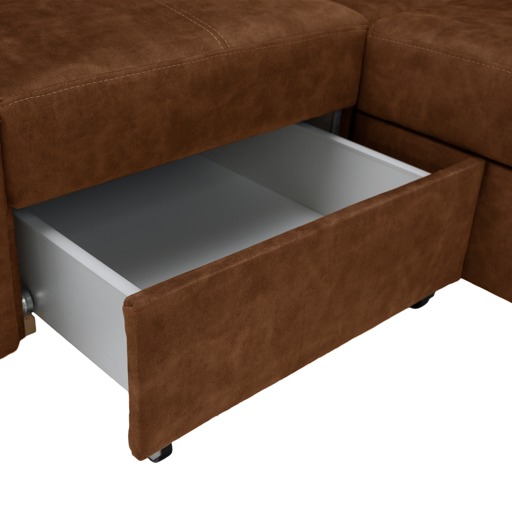 Sedací souprava, hnědá, levá, MALAGA