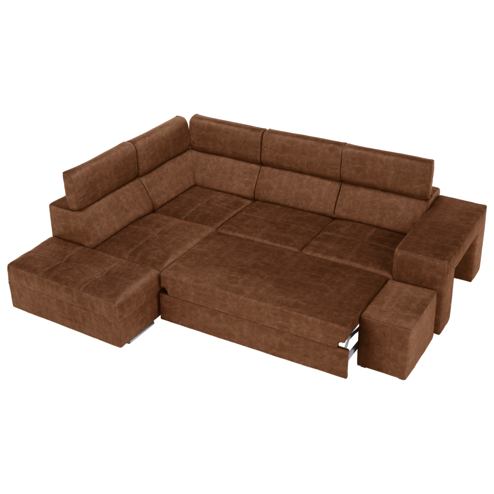 Sedací souprava, hnědá, levá, MALAGA