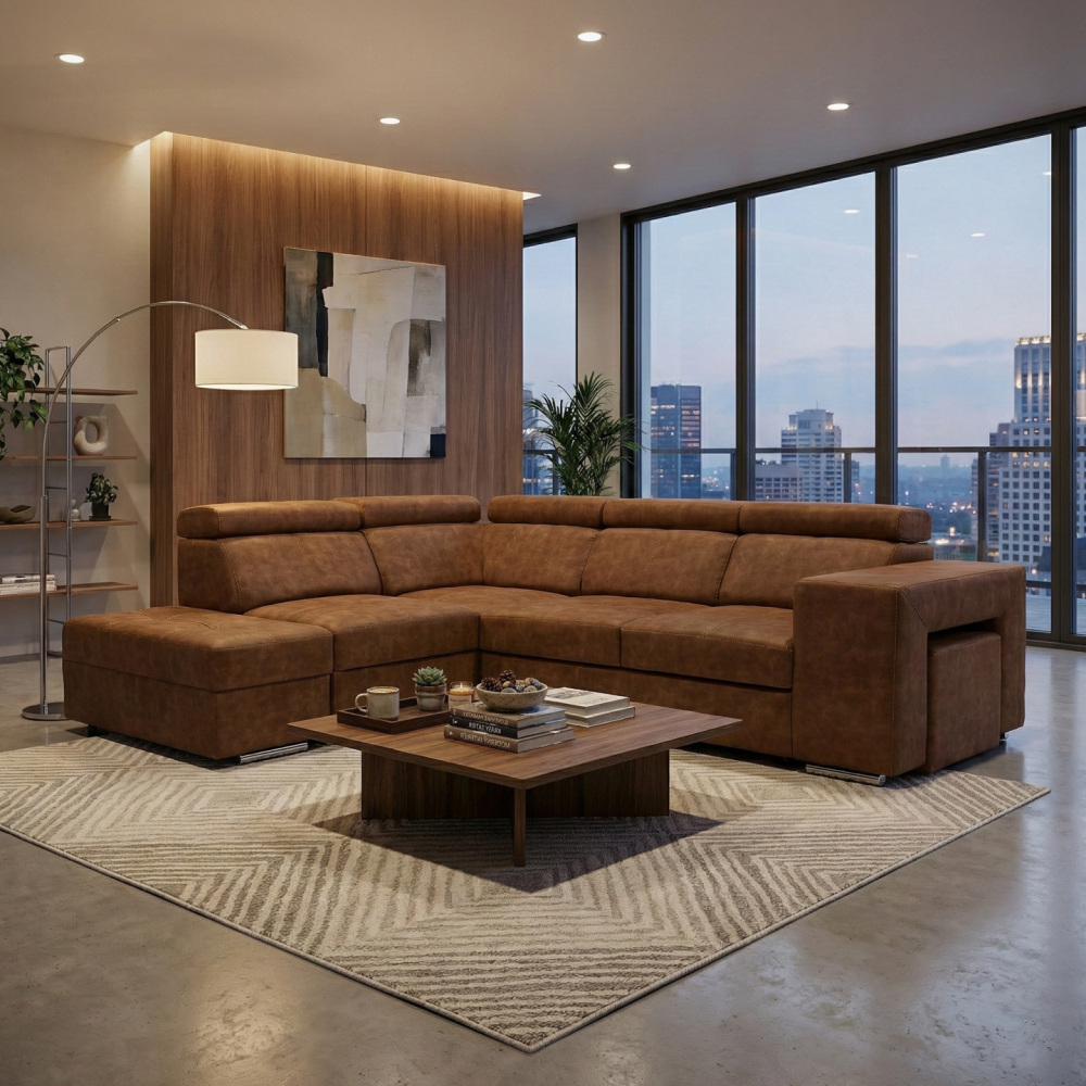 Sedací souprava, hnědá, levá, MALAGA