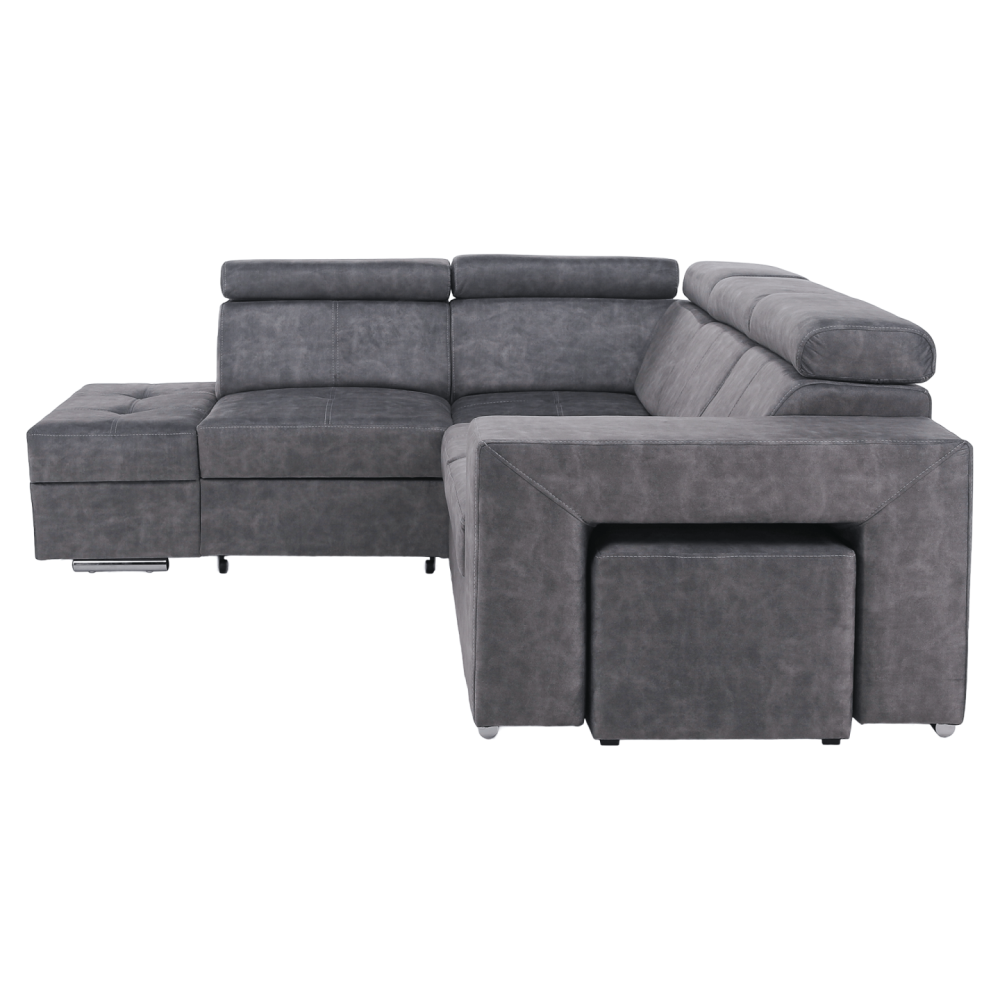 Sedací souprava, šedá, levá, MALAGA