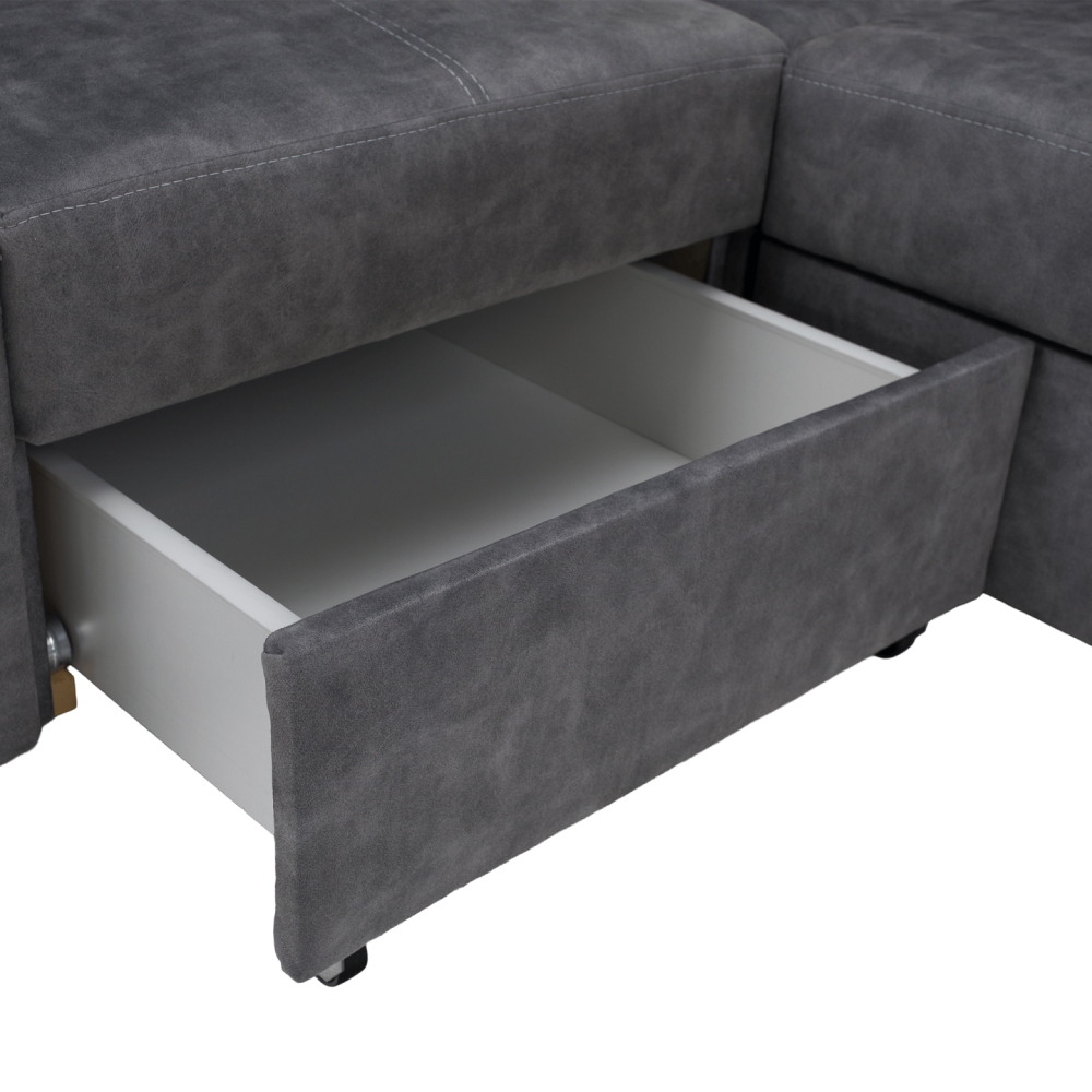 Sedací souprava, šedá, levá, MALAGA