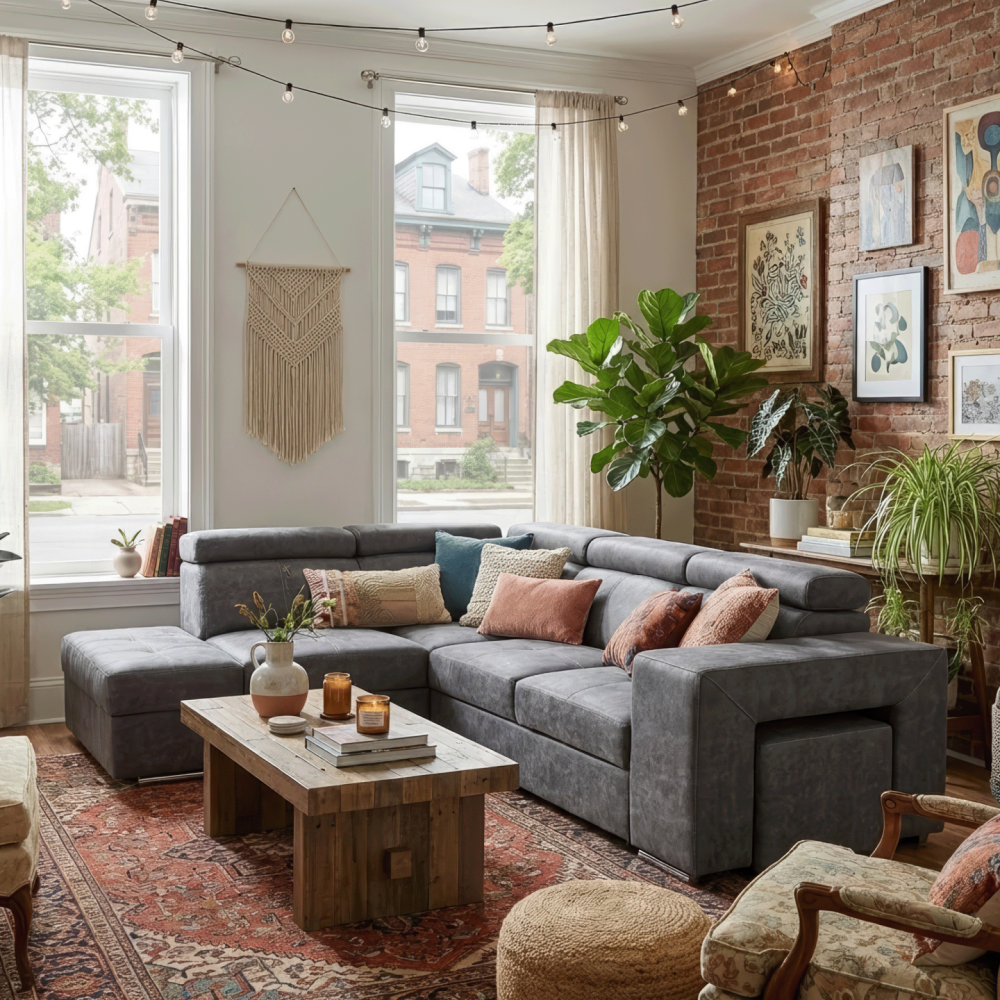 Sedací souprava, šedá, levá, MALAGA