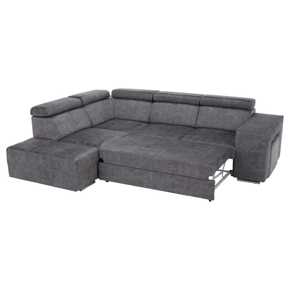 Sedací souprava, šedá, levá, MALAGA