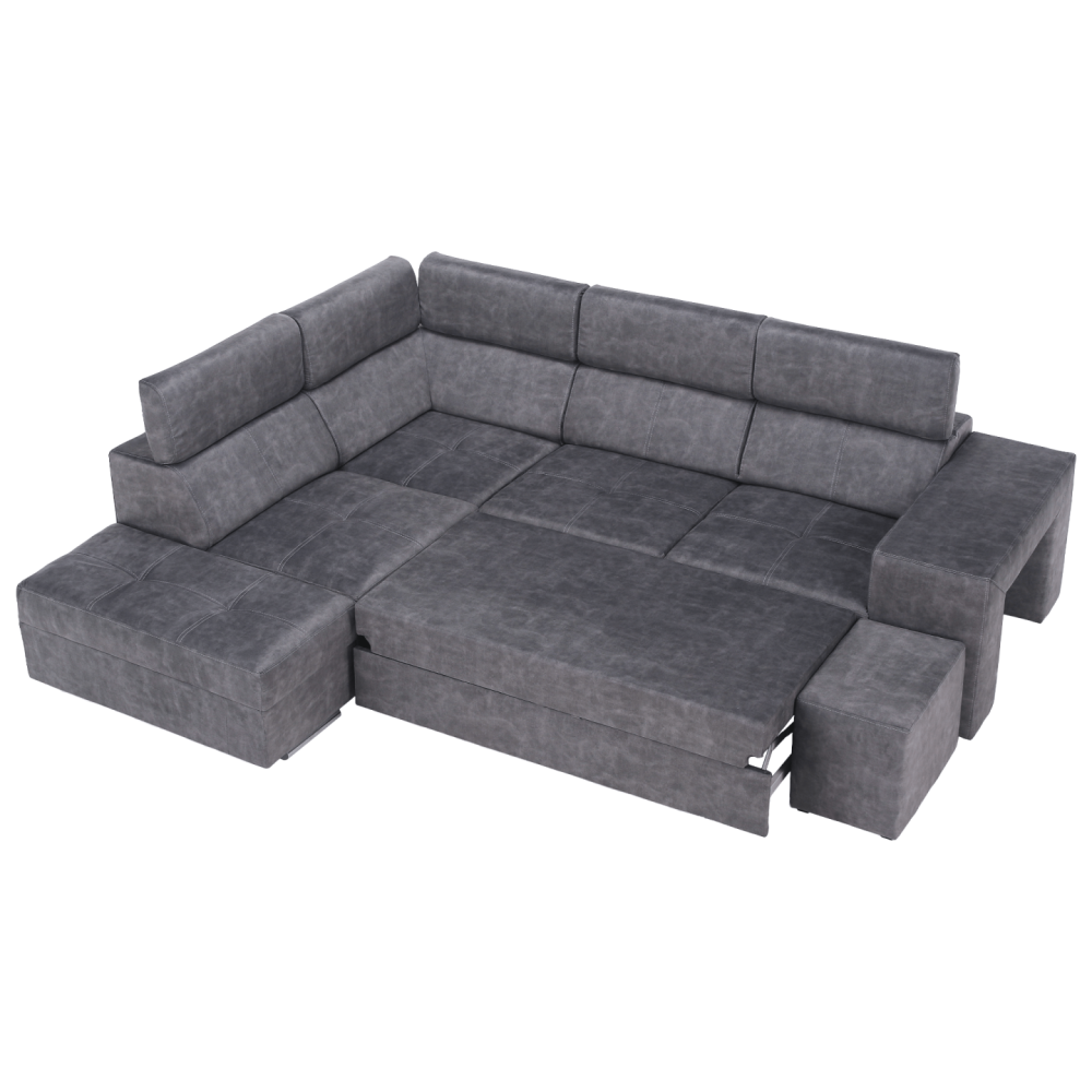 Sedací souprava, šedá, levá, MALAGA