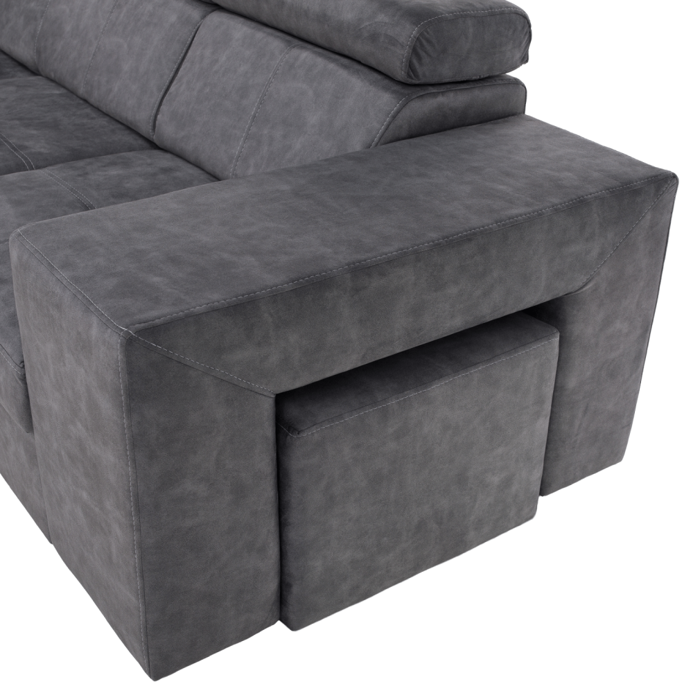 Sedací souprava, šedá, levá, MALAGA