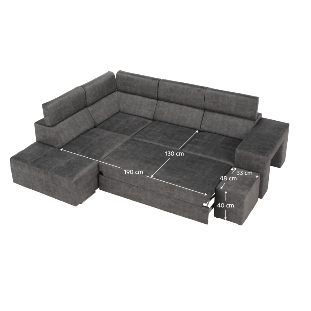 Sedací souprava, šedá, levá, MALAGA