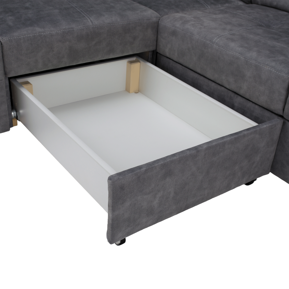 Sedací souprava, šedá, levá, MALAGA