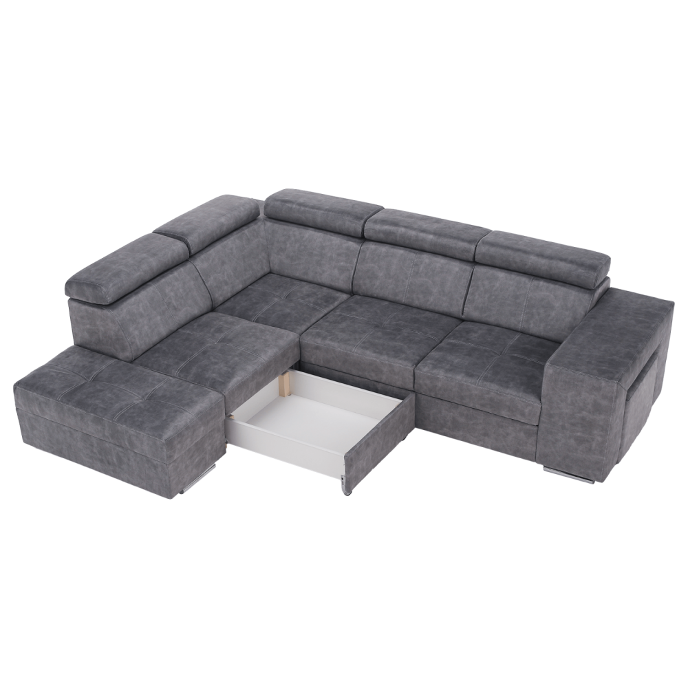 Sedací souprava, šedá, levá, MALAGA