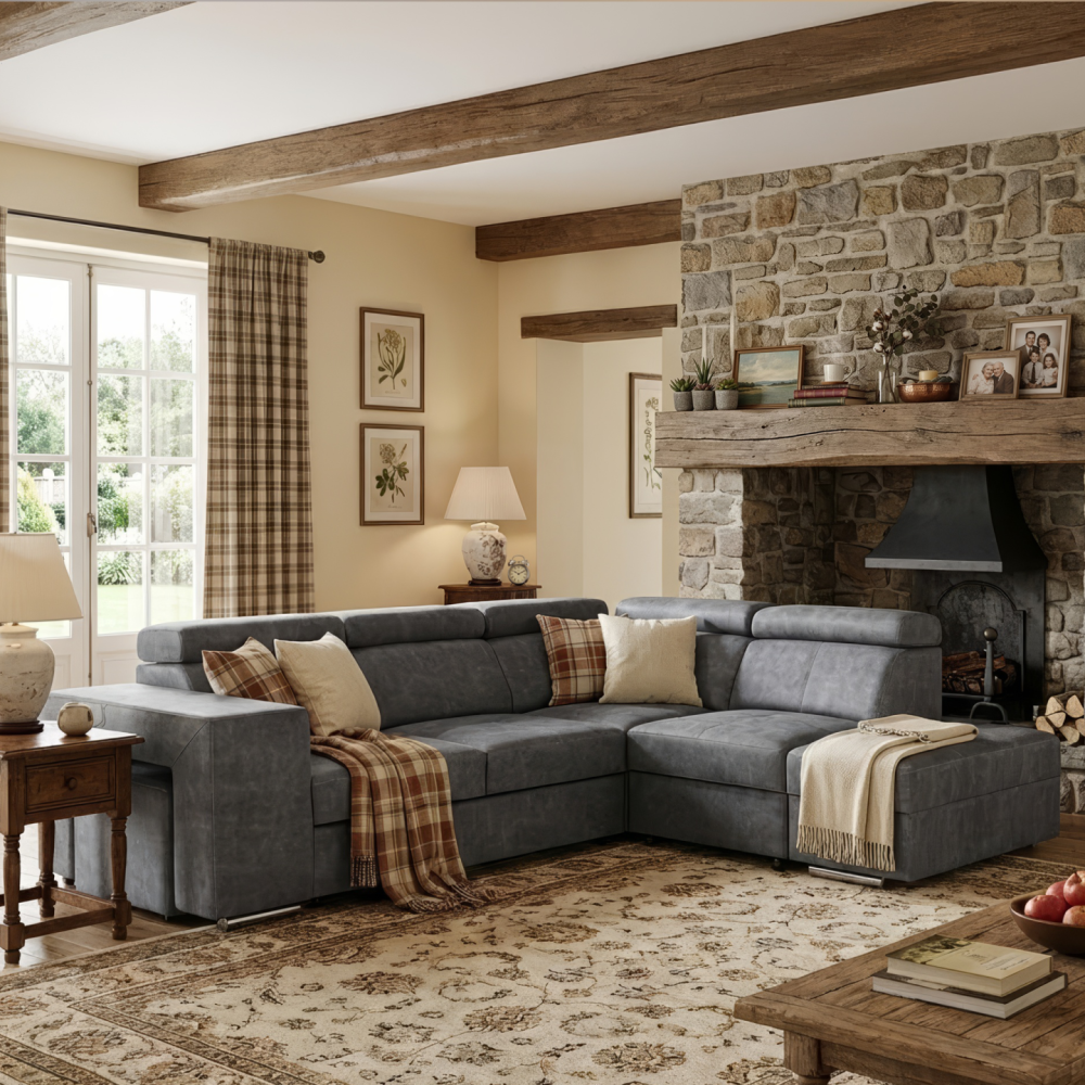 Sedací souprava, šedá, pravá, MALAGA