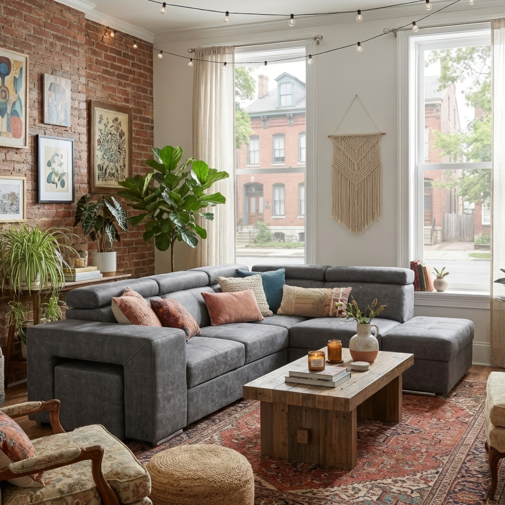 Sedací souprava, šedá, pravá, MALAGA