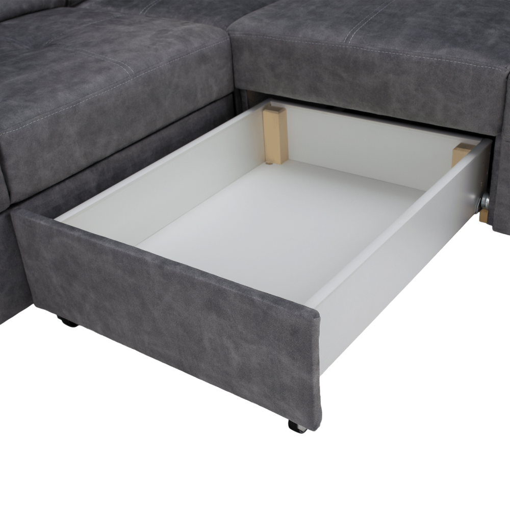 Sedací souprava, šedá, pravá, MALAGA