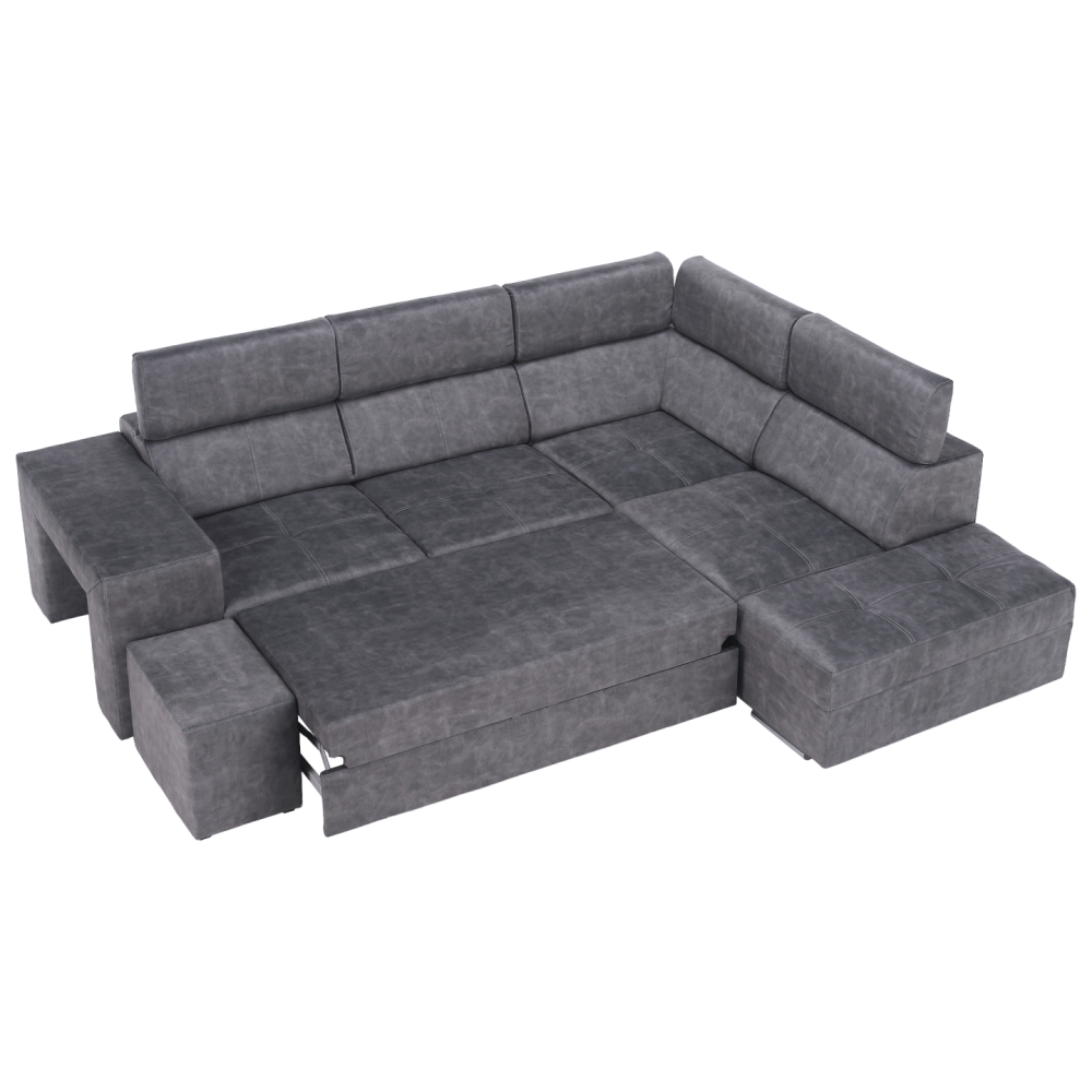 Sedací souprava, šedá, pravá, MALAGA