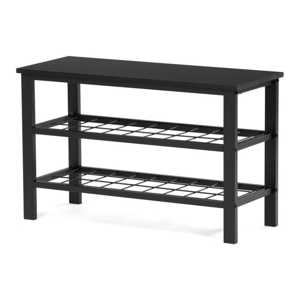 ABO-W2015 BK - Botník 2 police, bez potahu, kov - černý matný lak