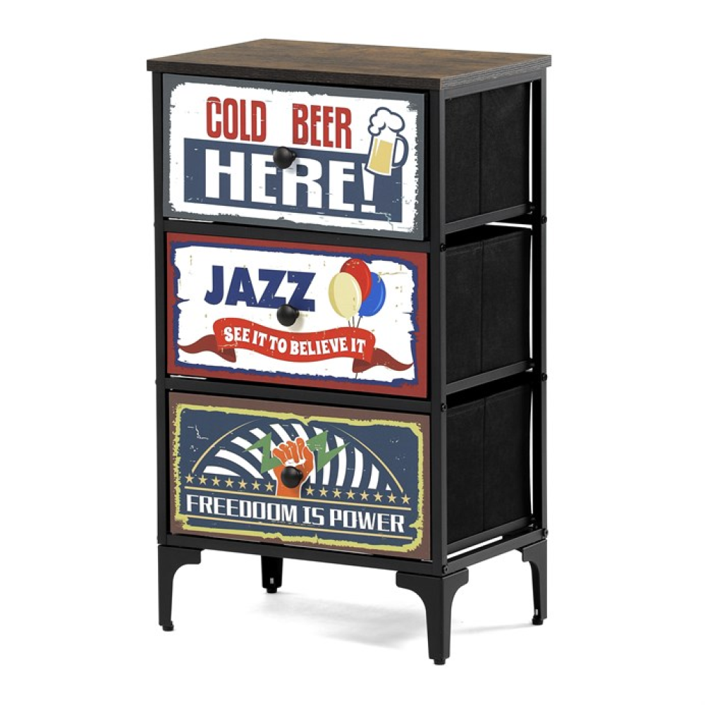 AUK-W2001 BK - Komoda 45x30x77cm, mdf, vícebarevná, AUK-W2001 BK